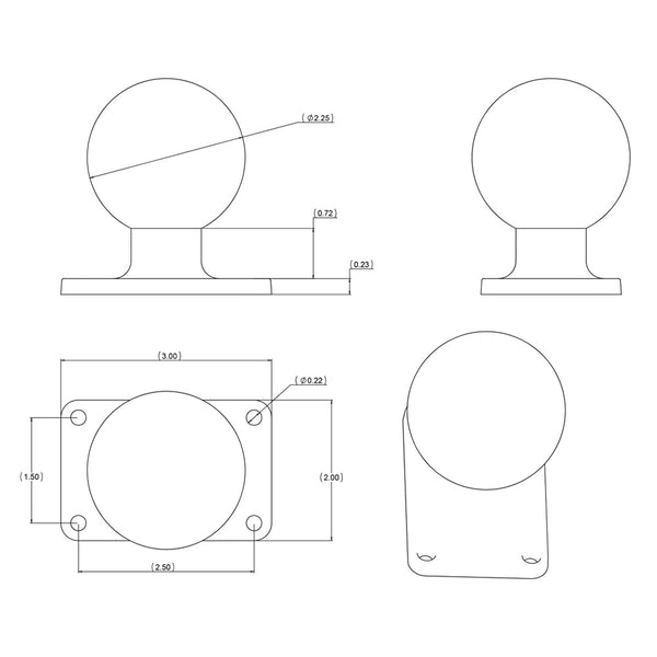 RAM Mount 2" x 3" Rectangle Base w/2.25" Ball [RAM-D-202U-23] - Premium Surface Mount from RAM Mounting Systems - Just $29.49! Shop now at Brushy Creek Marine