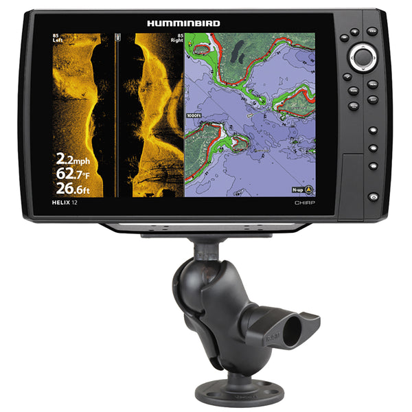 RAM Mount 2.25" Ball Mount w/3.68" Round Base & 2" x 5" Rectangular Base f/Humminbird HELIX 9, 10 & 12 [RAM-D-202-25-C-202U] - Premium Marine Electronics Mounts from RAM Mounting Systems - Just $126.49! Shop now at Brushy Creek Marine