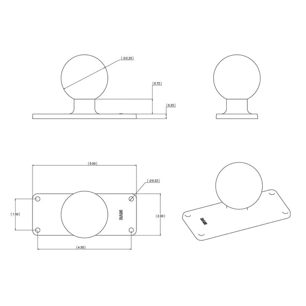 RAM Mount 2" x 5" Rectangle Base w/2.25" Ball [RAM-D-202U-25] - Premium D Size from RAM Mounting Systems - Just $38.99! Shop now at Brushy Creek Marine