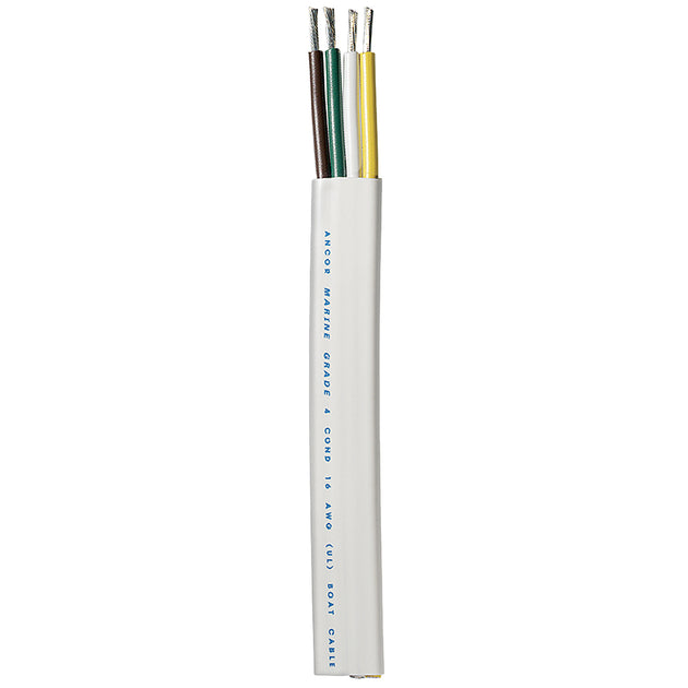 Ancor Trailer Cable - 16/4 AWG - Yellow/White/Green/Brown - Flat - 300' [154030] - Premium Wire from Ancor - Just $306.99! Shop now at Brushy Creek Marine