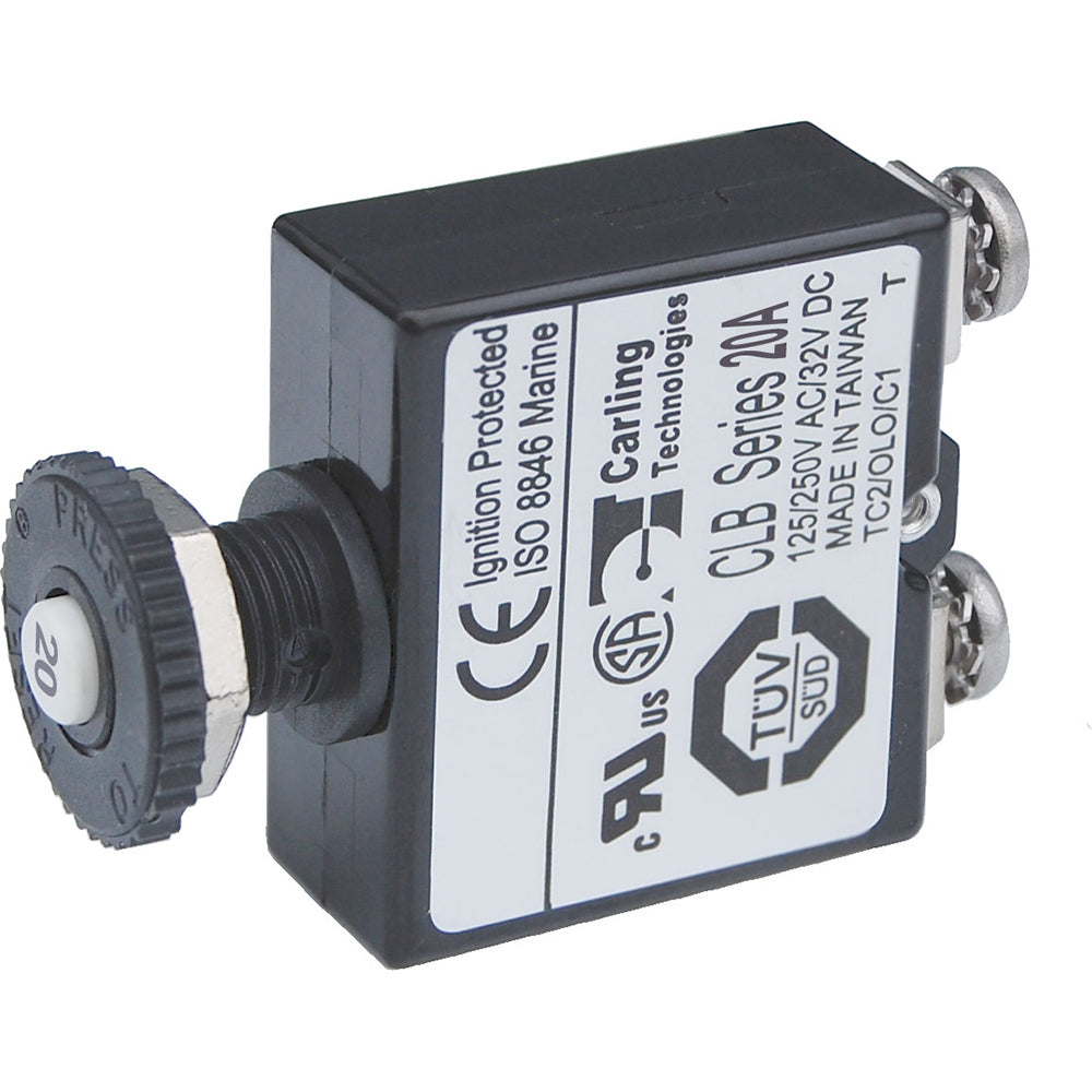 Blue Sea Push Button Reset Only Screw Terminal Circuit Breaker - 20 Amps [2134] - Premium Circuit Breakers from Blue Sea Systems - Just $11.99! Shop now at Brushy Creek Marine