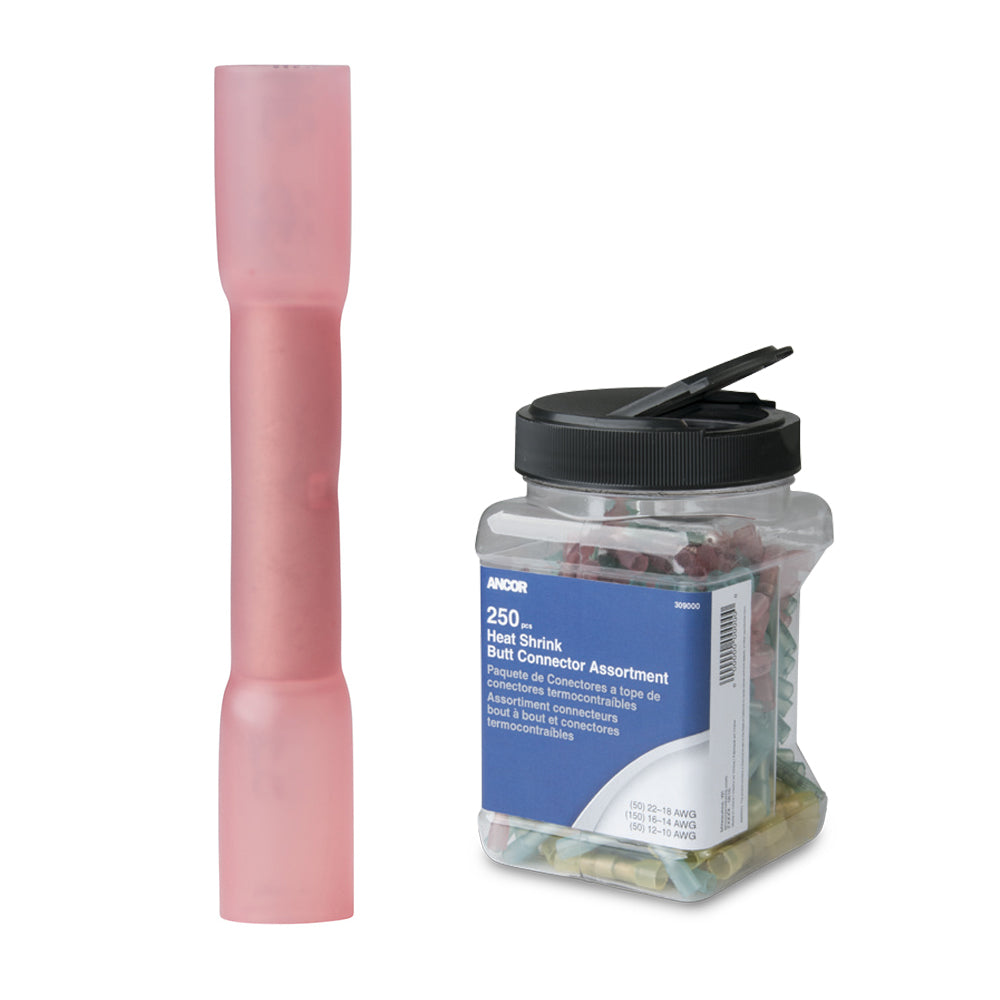 Ancor 22-18 AWG Heat Shrink Butt Connector - 250-Pieces - Jar [309001] - Premium Terminals from Ancor - Just $133.99! Shop now at Brushy Creek Marine