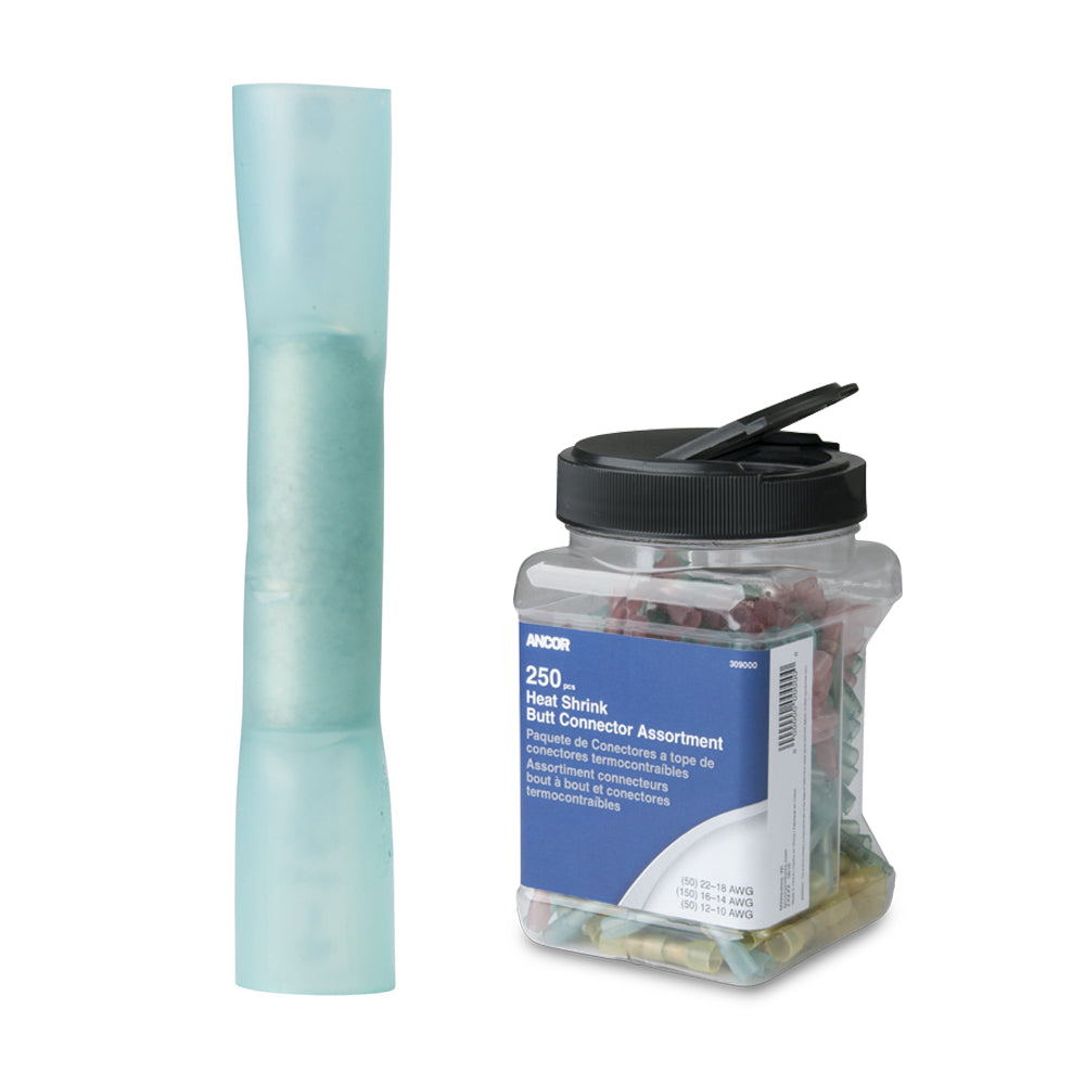 Ancor 16-14 AWG Heat Shrink Butt Connector - 250-Pieces - Jar [309101] - Premium Terminals from Ancor - Just $133.99! Shop now at Brushy Creek Marine
