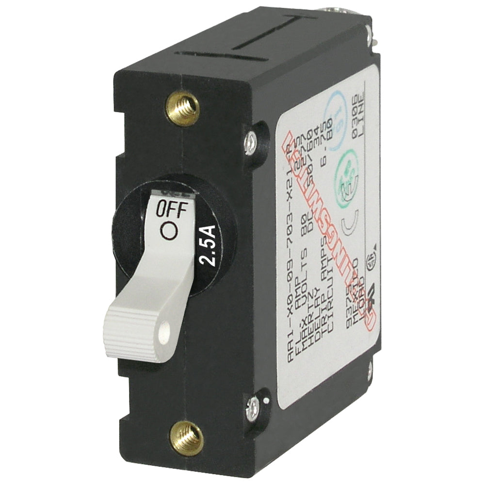 Blue Sea 7197 A-Series White Toggle Circuit Breaker - Single Pole 2.5A [7197] - Premium Circuit Breakers from Blue Sea Systems - Just $30.99! Shop now at Brushy Creek Marine
