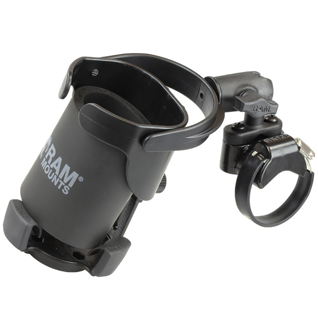 RAM Mount Level Cup XL Low Profile Mount w/Large Strap Clamp Base [RAP-B-417-200-1-231Z-2NUBU] - Premium Drink Cup Mounts from RAM Mounting Systems - Just $62.49! Shop now at Brushy Creek Marine