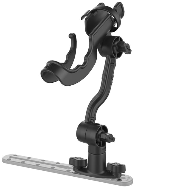RAM Mount RAM-ROD Rod Holder with Spline Post, Extension Arm and Track Base [RAP-114-PA-421] - Premium Fishing Rod Holders from RAM Mounting Systems - Just $46.99! Shop now at Brushy Creek Marine