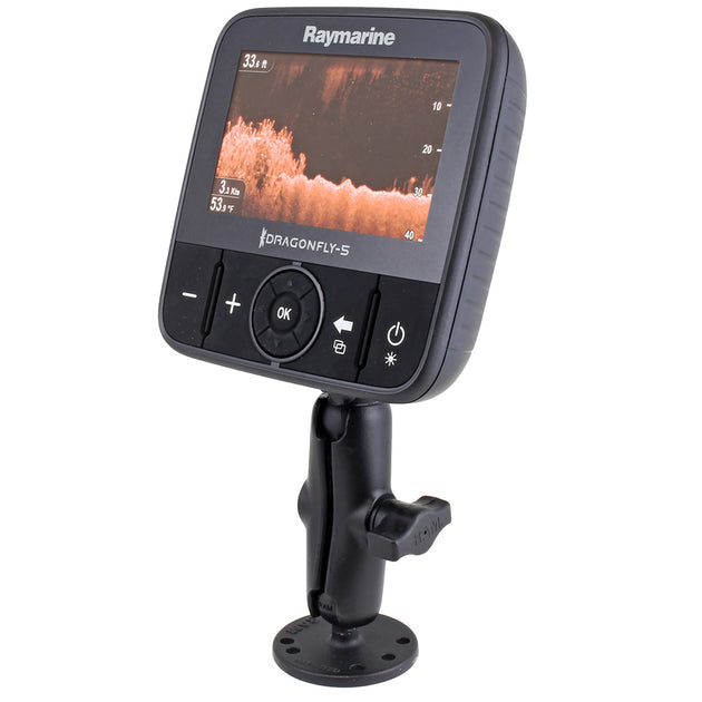 RAM Mount Flat Surface Mount w/1" Ball, including M6 X 30 SS HEX Head Bolt, f/Raymarine Dragonfly-4/5  WiFish Devices [RAM-B-202-379-M616U] - Premium Marine Electronics Mounts from RAM Mounting Systems - Just $33.49! Shop now at Brushy Creek Marine