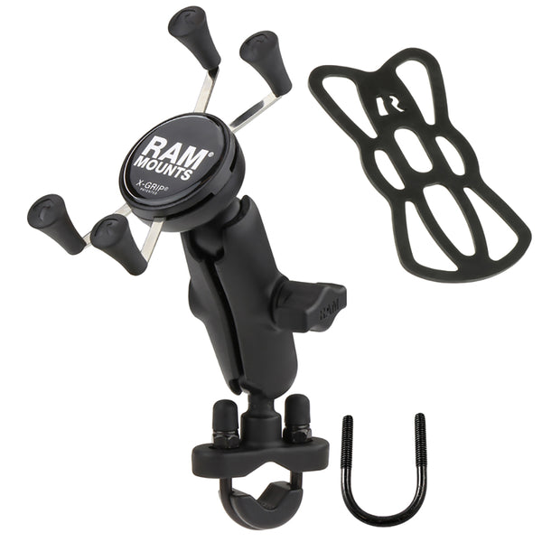 RAM Mount Handlebar Rail Mount w/Zinc Coated U-Bolt Base and Universal X-Grip Cell/iPhone Cradle [RAM-B-149Z-UN7U] - Premium Cell Phone Mounts from RAM Mounting Systems - Just $67.49! Shop now at Brushy Creek Marine