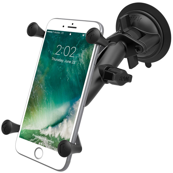 RAM Mount Twist-Lock Suction Cup Mount w/Universal X-Grip Large Phone/Phablet Cradle [RAM-B-166-UN10U] - Premium Cell Phone Mounts from RAM Mounting Systems - Just $75.49! Shop now at Brushy Creek Marine