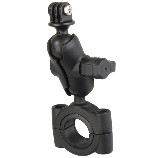 RAM Mount RAM Torque 1 1/8" - 1 1/2" Diameter Handlebar/Rail Base with B Size 1" Ball, Short Arm and GoPro/Action Camera Mount [RAM-B-408-112-15-A-GOP1U] - Premium Camera Mounts from RAM Mounting Systems - Just $48.99! Shop now at Brushy Creek Marine