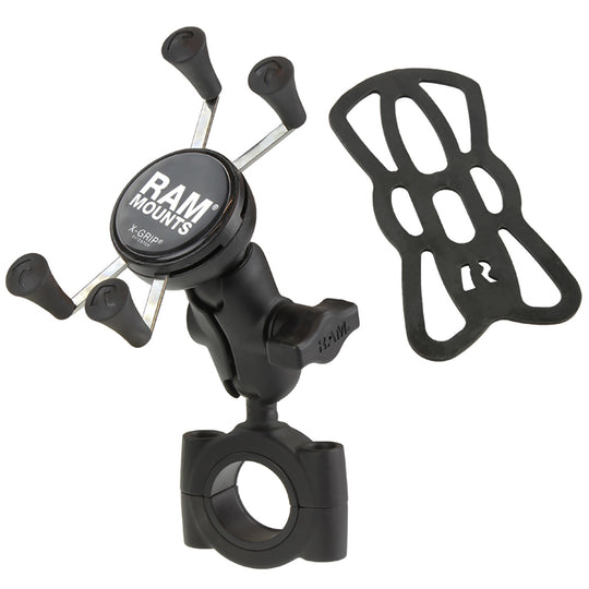 RAM Mount RAM Torque 1 1/8" - 1 1/2" Diameter Handlebar/Rail Base with B Size 1" Ball, Short Arm and X-Grip for Phones [RAM-B-408-112-15-A-UN7U] - Premium Cell Phone Mounts from RAM Mounting Systems - Just $71.99! Shop now at Brushy Creek Marine