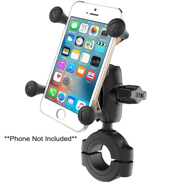 RAM Mount RAM Torque 1 1/8" - 1 1/2" Diameter Handlebar/Rail Base with B Size 1" Ball, Short Arm and X-Grip for Phones [RAM-B-408-112-15-A-UN7U] - Premium Cell Phone Mounts from RAM Mounting Systems - Just $71.99! Shop now at Brushy Creek Marine