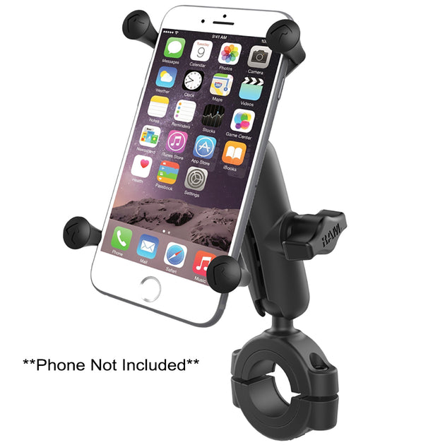 RAM Mount RAM Torque 1 1/8" - 1 1/2" Diameter Handlebar/Rail Base with 1" Ball, Medium Arm and X-Grip for Larger Phones [RAM-B-408-112-15-UN10U] - Premium Cell Phone Mounts from RAM Mounting Systems - Just $77.99! Shop now at Brushy Creek Marine