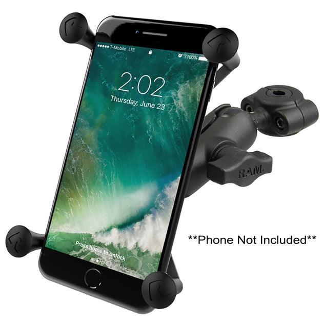 RAM Mount RAM Torque 3/8" - 5/8" Diameter Mini Rail Base with 1" Ball, Short Arm and X-Grip for Larger Phones [RAM-B-408-37-62-A-UN10] - Premium Cell Phone Mounts from RAM Mounting Systems - Just $80.49! Shop now at Brushy Creek Marine