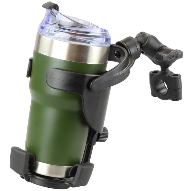 RAM Mount RAM Level Cup XL with Torque 3/4"  1" Diameter Rail Base and Short Arm [RAM-B-408-75-1-A-417U] - Premium Drink Cup Mounts from RAM Mounting Systems - Just $75.49! Shop now at Brushy Creek Marine