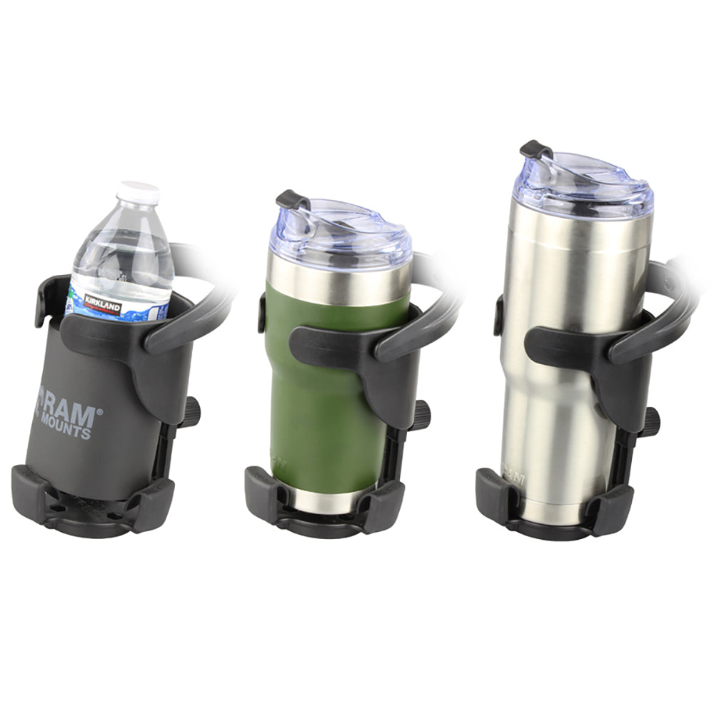 RAM Mount RAM Level Cup XL with Torque 3/4"  1" Diameter Rail Base and Short Arm [RAM-B-408-75-1-A-417U] - Premium Drink Cup Mounts from RAM Mounting Systems - Just $75.49! Shop now at Brushy Creek Marine