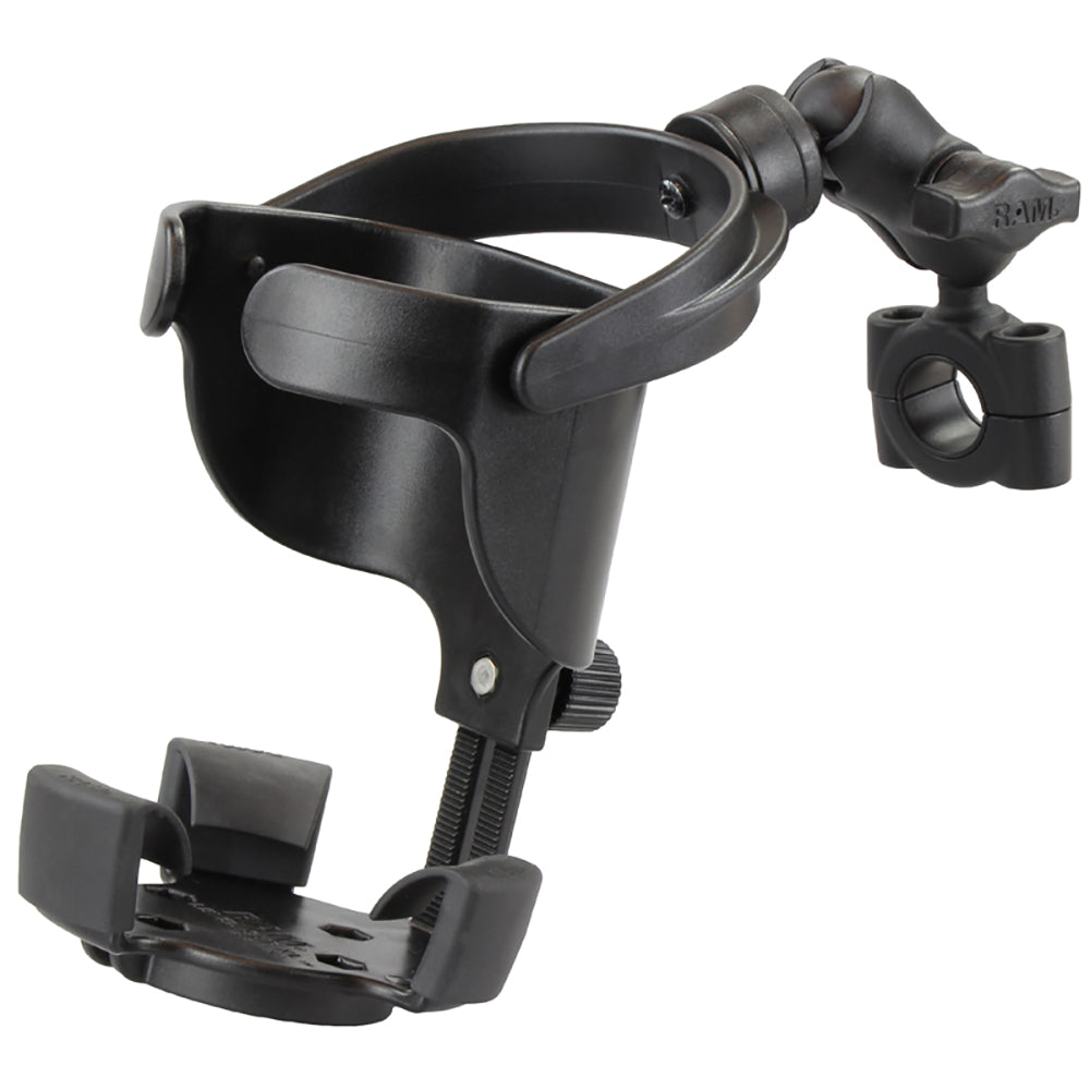 RAM Mount RAM Level Cup XL with Torque 3/4"  1" Diameter Rail Base and Short Arm [RAM-B-408-75-1-A-417U] - Premium Drink Cup Mounts from RAM Mounting Systems - Just $75.49! Shop now at Brushy Creek Marine