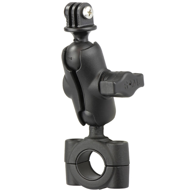 RAM Mount RAM Torque 3/4" - 1" Diameter Handlebar/Rail Base with 1" Ball, SHORT Arm and GoPro/Action Camera Mount [RAM-B-408-75-1-A-GOP1U] - Premium Camera Mounts from RAM Mounting Systems - Just $48.49! Shop now at Brushy Creek Marine