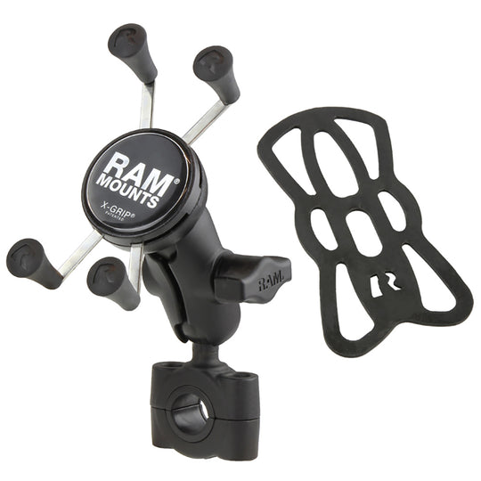 RAM Mount RAM Torque 3/4" - 1" Diameter Handlebar/Rail Base with 1" Ball, Short Arm and X-Grip for Phones [RAM-B-408-75-1-A-UN7U] - Premium Cell Phone Mounts from RAM Mounting Systems - Just $71.49! Shop now at Brushy Creek Marine