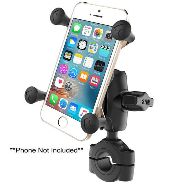 RAM Mount RAM Torque 3/4" - 1" Diameter Handlebar/Rail Base with 1" Ball, Short Arm and X-Grip for Phones [RAM-B-408-75-1-A-UN7U] - Premium Cell Phone Mounts from RAM Mounting Systems - Just $71.49! Shop now at Brushy Creek Marine