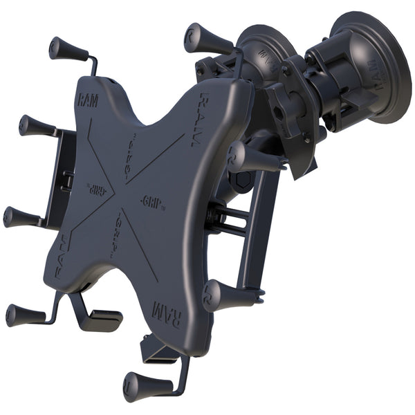 RAM Mount Dual Articulating Suction Cup w/Medium Length Double Socket Arm  Universal X-Grip Cradle f/12" Large Tablets [RAM-B-189-PIV1-UN11U] - Premium Tablet Mounts from RAM Mounting Systems - Just $195.49! Shop now at Brushy Creek Marine