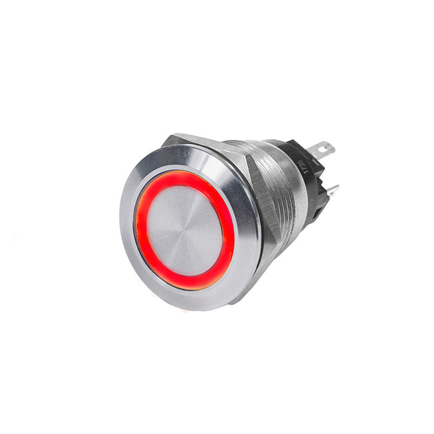 Blue Sea 4163 SS Push Button Switch - Off-(On) - Red - 10A [4163] - Premium Switches & Accessories from Blue Sea Systems - Just $39.99! Shop now at Brushy Creek Marine