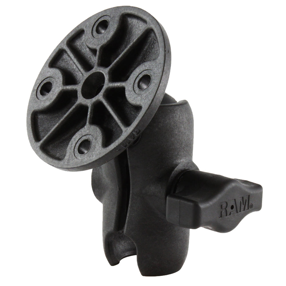 RAM Mount Composite 1" Ball Short Length Double Socket Arm w/2.5" Round Base Including AMPs Hole Pattern [RAP-B-103U-A] - Premium Surface Mount from RAM Mounting Systems - Just $15.49! Shop now at Brushy Creek Marine