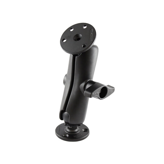 RAM Mount D Size 2.25" Ball Mount w/2 - 3.68" Round Plate  Medium Length Double Socket Arm [RAM-D-101U] - Premium Surface Mount from RAM Mounting Systems - Just $155.49! Shop now at Brushy Creek Marine
