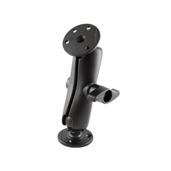 RAM Mount D Size 2.25" Ball Mount w/2 - 3.68" Round Plate  Medium Length Double Socket Arm [RAM-D-101U] - Premium Surface Mount from RAM Mounting Systems - Just $155.49! Shop now at Brushy Creek Marine