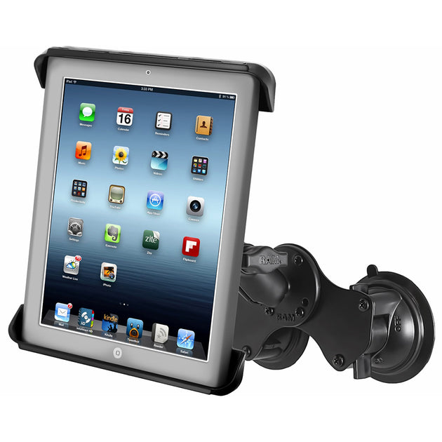 RAM Mount Double Twist-Lock Suction Cup Mount w/Tab-Tite Universal Spring Loaded Cradle f/Apple iPad 1-4 w/or w/o Light Duty Case [RAM-B-189-TAB3U] - Premium Tablet Mounts from RAM Mounting Systems - Just $98.49! Shop now at Brushy Creek Marine