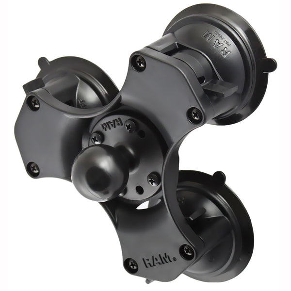 RAM Mount Triple Suction Cup Base w/1.5" Diameter Ball [RAP-365-224-1U] - Premium Suction Cup Mounts from RAM Mounting Systems - Just $63.99! Shop now at Brushy Creek Marine