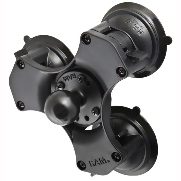 RAM Mount Triple Suction Cup Base w/1.5" Diameter Ball [RAP-365-224-1U] - Premium Suction Cup Mounts from RAM Mounting Systems - Just $62.49! Shop now at Brushy Creek Marine