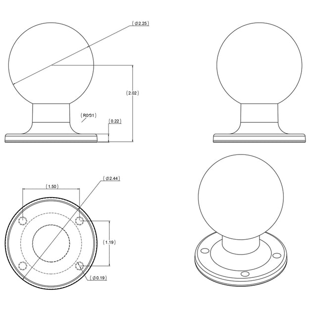 RAM Mount D Size 2.25" Ball on Round Plate w/AMPS Hole Pattern [RAM-D-254U] - Premium D Size from RAM Mounting Systems - Just $27.99! Shop now at Brushy Creek Marine