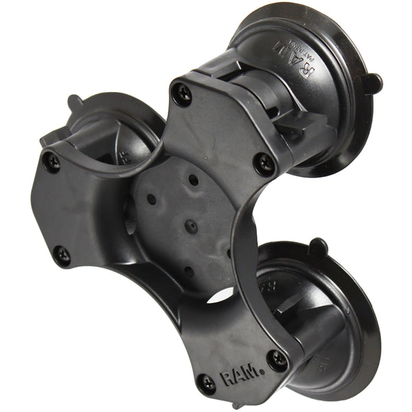 RAM Mount Triple Suction Cup Base w/AMPs Hole Pattern w/o Ball [RAP-365-224-1BU] - Premium Suction Cup Mounts from RAM Mounting Systems - Just $45.99! Shop now at Brushy Creek Marine