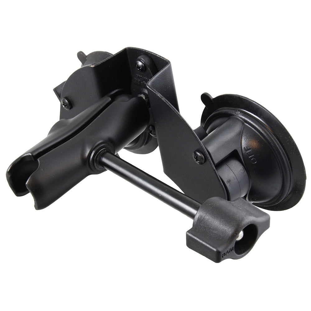 RAM Mount Dual Suction Cup Base w/Medium Length Arm  Retention Knob [RAM-B-189B-201-ALA1-KRU] - Premium Suction Cup Mounts from RAM Mounting Systems - Just $108.49! Shop now at Brushy Creek Marine