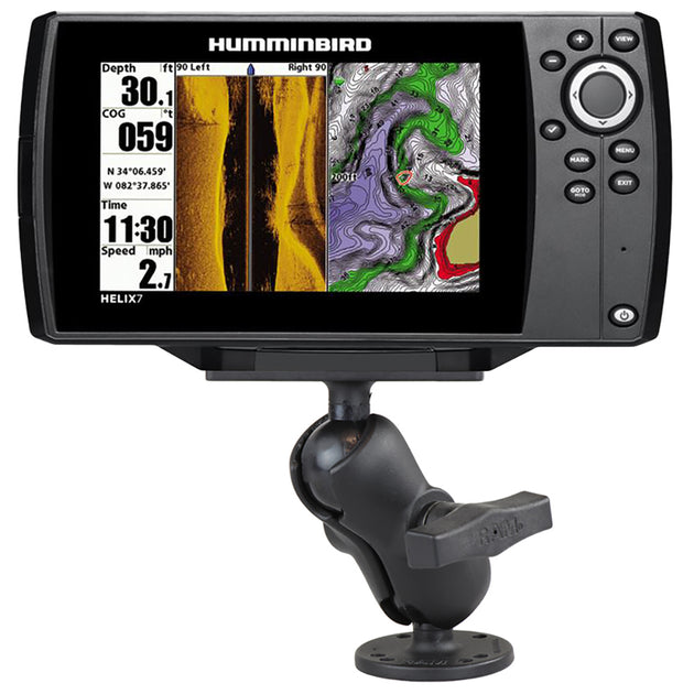 RAM Mount 1.5" Ball Mount w/2.5" Round Base, Short Arm  2" x 4" Plate f/Humminbird Helix 7 Only [RAM-202-24-B-202U] - Premium Marine Electronics Mounts from RAM Mounting Systems - Just $62.49! Shop now at Brushy Creek Marine