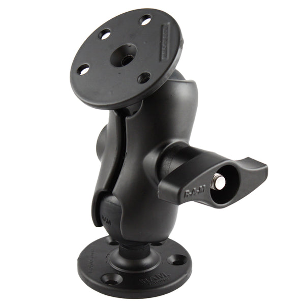 RAM Mount D Size 2.25" Ball Mount w/2 qty 3.68" Round Plates  Short Length Double Socket Arm [RAM-D-101U-C] - Premium Surface Mount from RAM Mounting Systems - Just $122.99! Shop now at Brushy Creek Marine