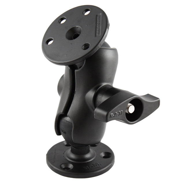 RAM Mount D Size 2.25" Ball Mount w/2 qty 3.68" Round Plates  Short Length Double Socket Arm [RAM-D-101U-C] - Premium Surface Mount from RAM Mounting Systems - Just $119.99! Shop now at Brushy Creek Marine