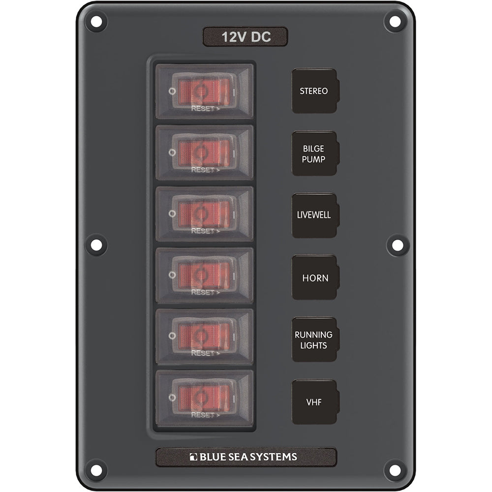 Blue Sea 4322 Circuit Breaker Switch Panel 6 Position - Gray [4322] - Premium Electrical Panels from Blue Sea Systems - Just $90.99! Shop now at Brushy Creek Marine