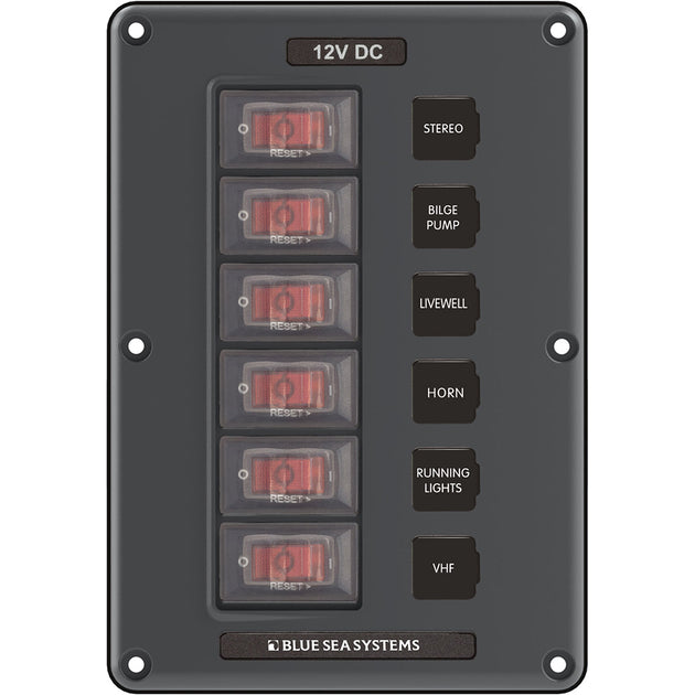 Blue Sea 4322 Circuit Breaker Switch Panel 6 Position - Gray [4322] - Premium Electrical Panels from Blue Sea Systems - Just $90.99! Shop now at Brushy Creek Marine