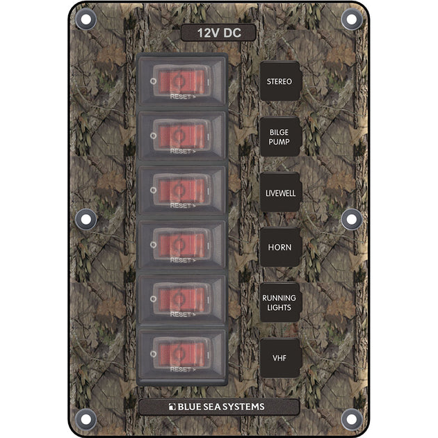 Blue Sea 4325 Circuit Breaker Switch Panel 6 Position - Camo [4325] - Premium Electrical Panels from Blue Sea Systems - Just $100.99! Shop now at Brushy Creek Marine