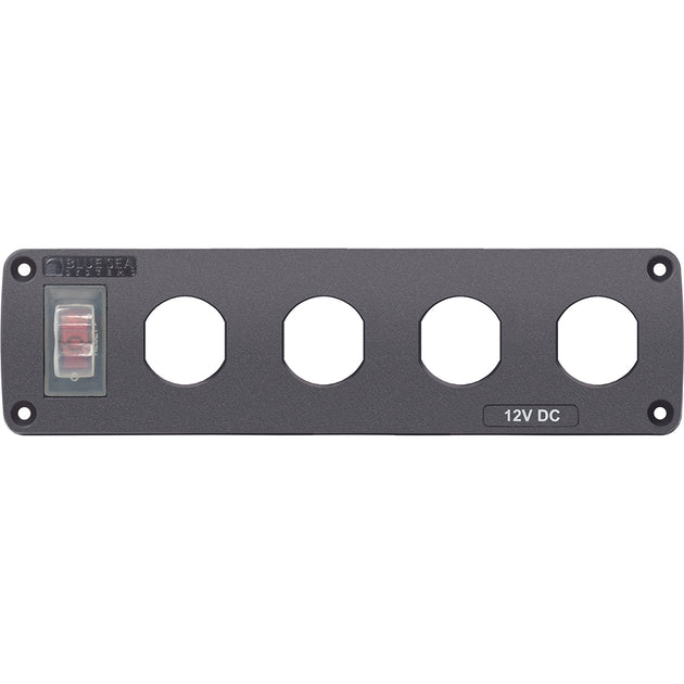 Blue Sea Water Resistant USB Accessory Panel - 15A Circuit Breaker, 4x Blank Apertures [4369] - Premium Accessories from Blue Sea Systems - Just $59.99! Shop now at Brushy Creek Marine