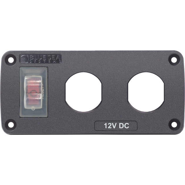 Blue Sea 4364 Water Resistant USB Accessory Panel - 15A Circuit Breaker, 2x Blank Apertures [4364] - Premium Accessories from Blue Sea Systems - Just $34.99! Shop now at Brushy Creek Marine