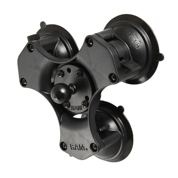 RAM Mount Twist-Lock Triple Suction Cup Ball Base [RAP-B-365-224-1U] - Premium Suction Cup Mounts from RAM Mounting Systems - Just $53.49! Shop now at Brushy Creek Marine