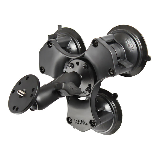 RAM Mount Twist-Lock Triple Suction Mount w/1/4"-20 Stud [RAP-B-365-224-202AU] - Premium Suction Cup Mounts from RAM Mounting Systems - Just $83.49! Shop now at Brushy Creek Marine