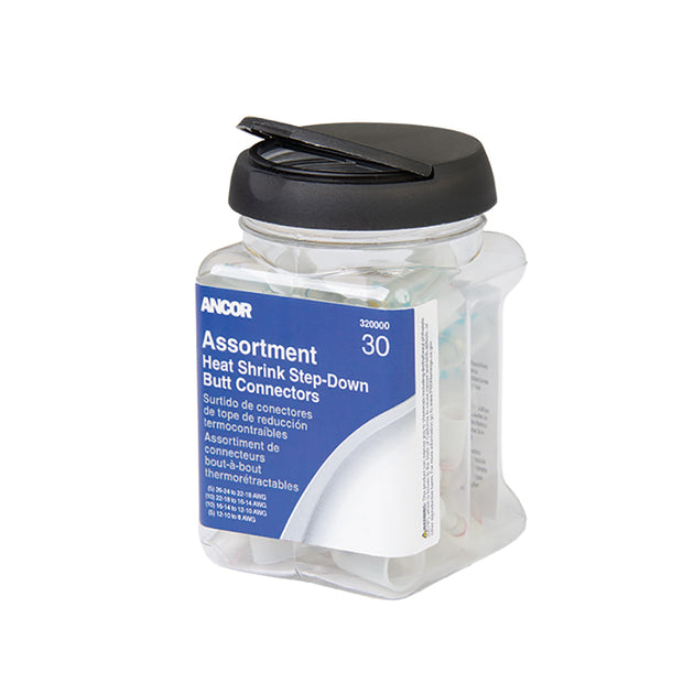 Ancor Heat Shrink Multi-Wire Step Down Butt Connectors 24-8 Assorted 30-Piece Jar [320000] - Premium Terminals from Ancor - Just $63.99! Shop now at Brushy Creek Marine