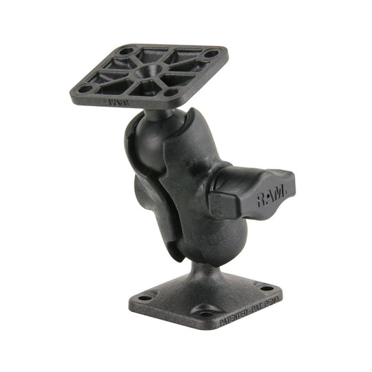 RAM Mount Composite Drill-Down Double Ball Mount w/Rectangle AMPS Plates [RAP-B-141U-A] - Premium Surface Mount from RAM Mounting Systems - Just $19.99! Shop now at Brushy Creek Marine