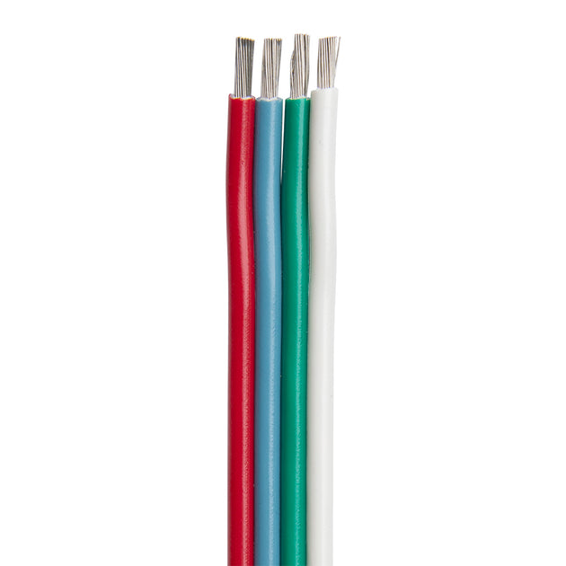 Ancor Flat Ribbon Bonded RGB Cable 14/4 AWG - Red, Light Blue, Green  White - 100 [160210] - Premium Wire from Ancor - Just $130.99! Shop now at Brushy Creek Marine