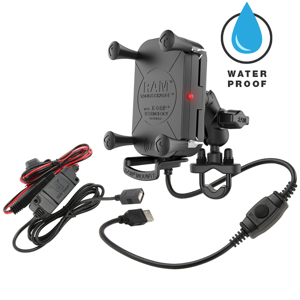 RAM Mount Tough-Charge Waterproof Wireless Charging Motorcycle Mount [RAM-B-149Z-A-UN12W-V7M] - Premium Motorcycle Mounts from RAM Mounting Systems - Just $153.99! Shop now at Brushy Creek Marine