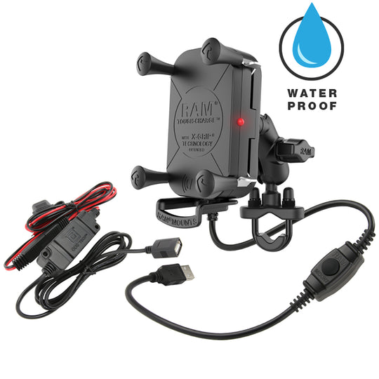 RAM Mount Tough-Charge Waterproof Wireless Charging Motorcycle Mount [RAM-B-149Z-A-UN12W-V7M] - Premium Motorcycle Mounts from RAM Mounting Systems - Just $153.99! Shop now at Brushy Creek Marine